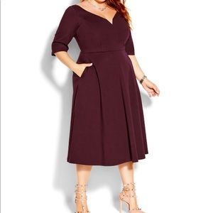 NWT size 18 City Chic Midi Dress in Oxblood